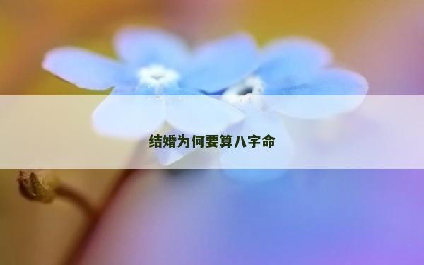 结婚为何要算八字命