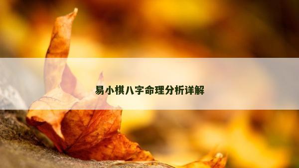 易小棋八字命理分析详解