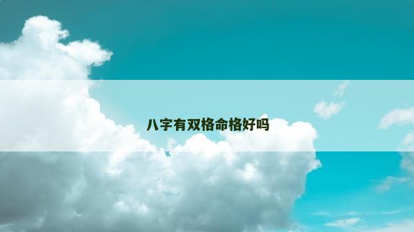 八字有双格命格好吗