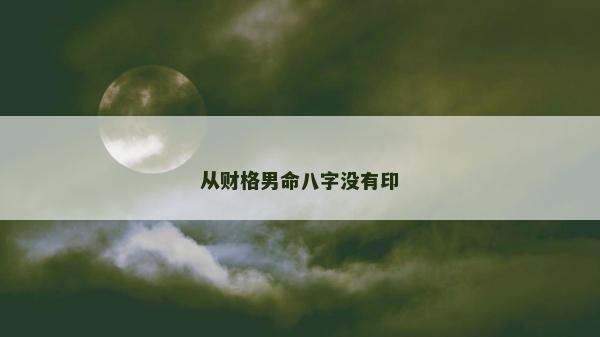 从财格男命八字没有印