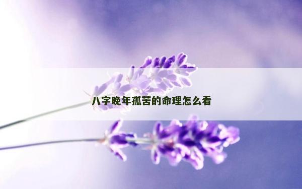 八字晚年孤苦的命理怎么看