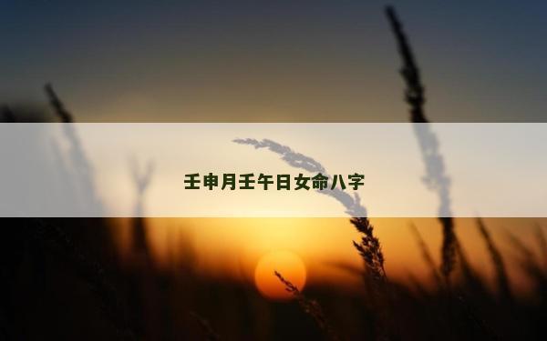 壬申月壬午日女命八字