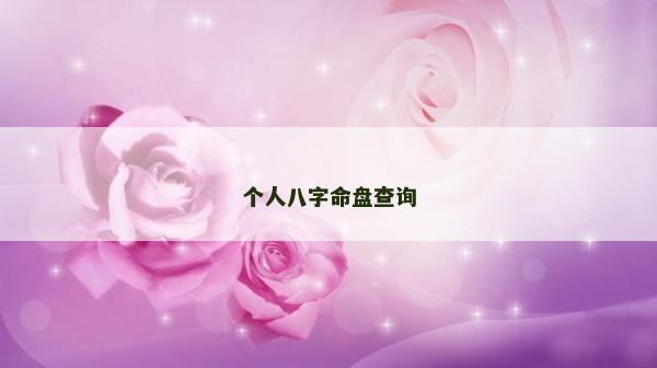 个人八字命盘查询