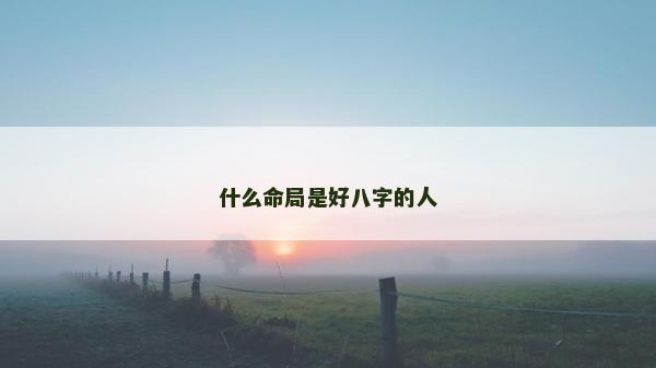 什么命局是好八字的人