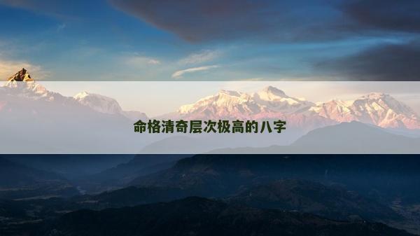 命格清奇层次极高的八字