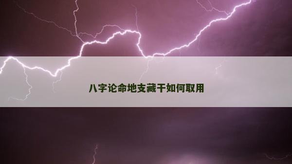 八字论命地支藏干如何取用