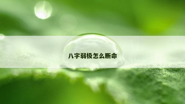 八字弱极怎么断命