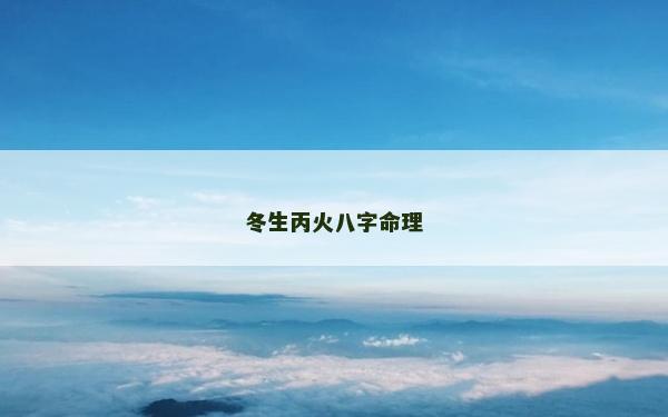 冬生丙火八字命理