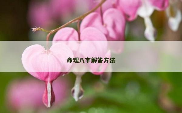 命理八字解答方法