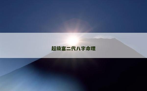 超级富二代八字命理