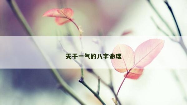 天干一气的八字命理
