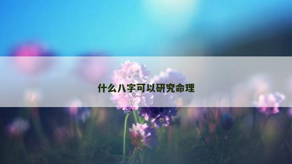 什么八字可以研究命理