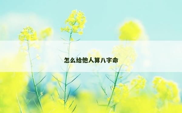 怎么给他人算八字命