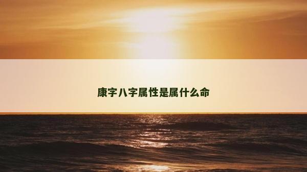 康字八字属性是属什么命