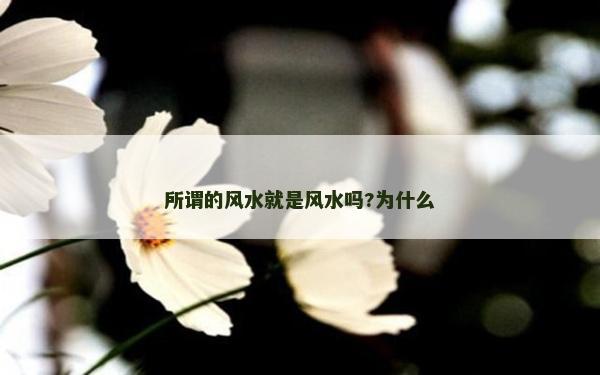 所谓的风水就是风水吗?为什么