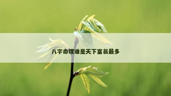 八字命理谁是天下富翁最多