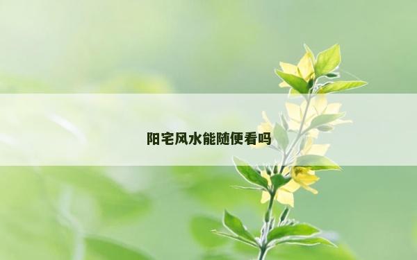 阳宅风水能随便看吗