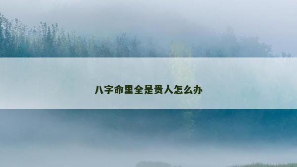 八字命里全是贵人怎么办