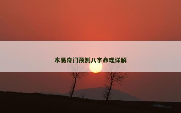 木易奇门预测八字命理详解