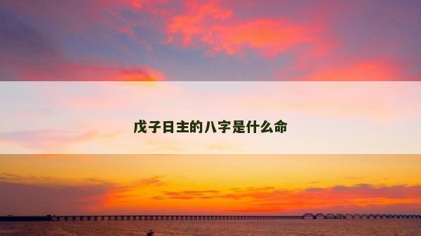 戊子日主的八字是什么命