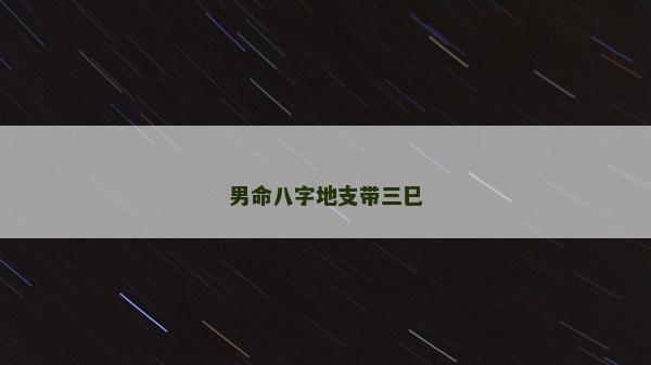 男命八字地支带三巳