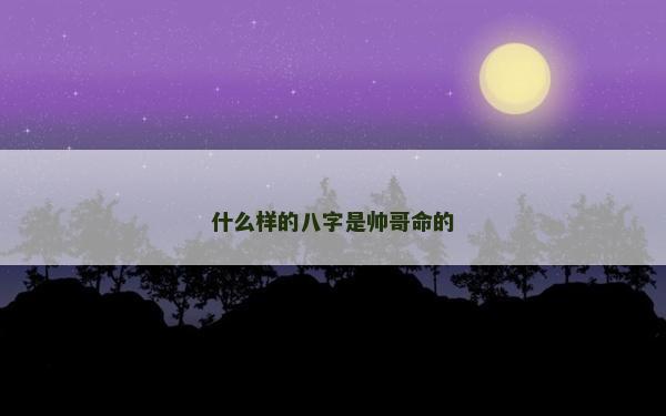 什么样的八字是帅哥命的