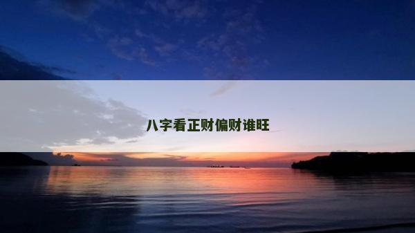 八字看正财偏财谁旺