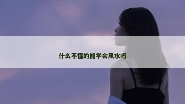 什么不懂的能学会风水吗