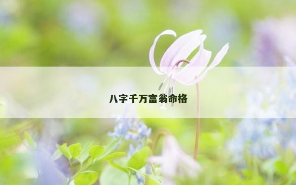 八字千万富翁命格