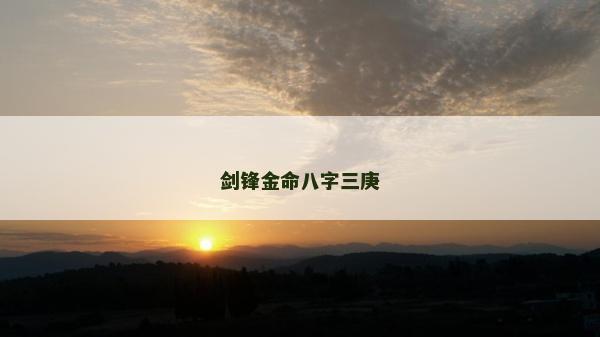 剑锋金命八字三庚