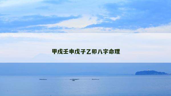 甲戌壬申戊子乙卯八字命理