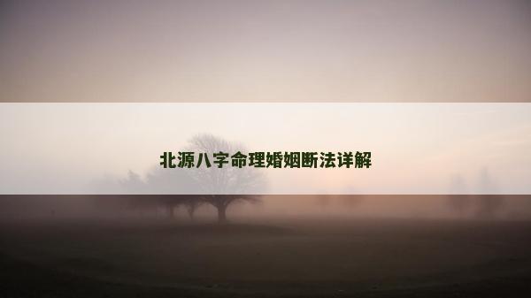北源八字命理婚姻断法详解