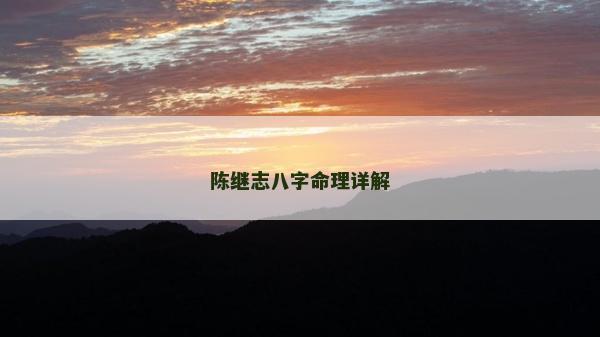 陈继志八字命理详解