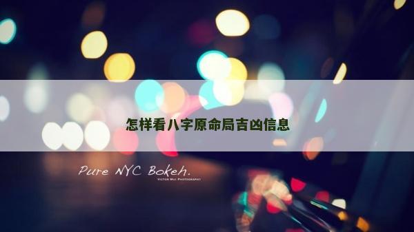 怎样看八字原命局吉凶信息