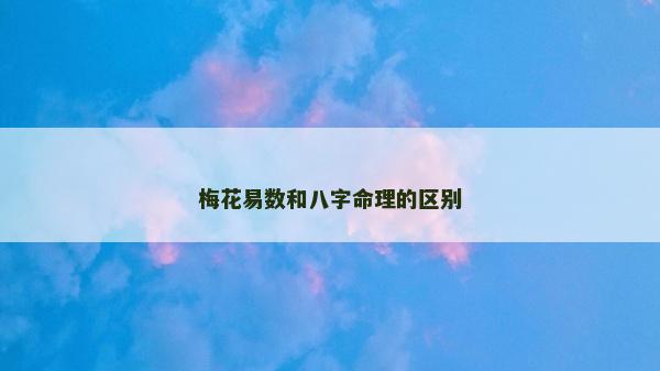 梅花易数和八字命理的区别