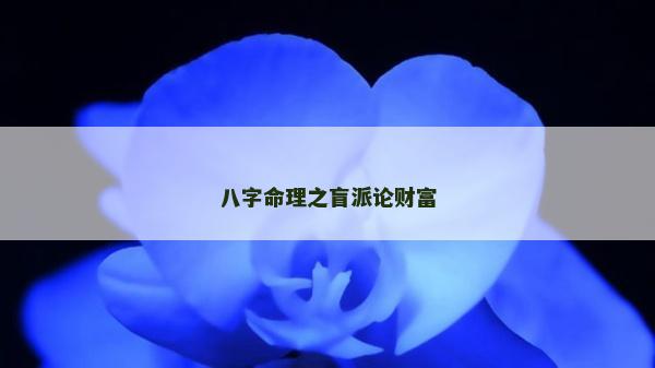 八字命理之盲派论财富