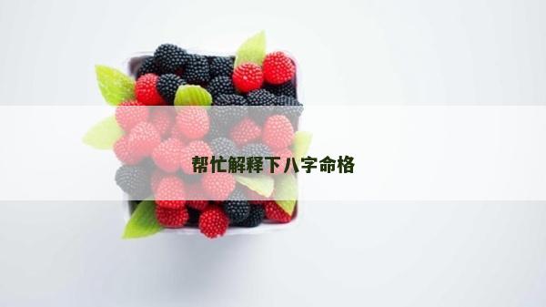 帮忙解释下八字命格