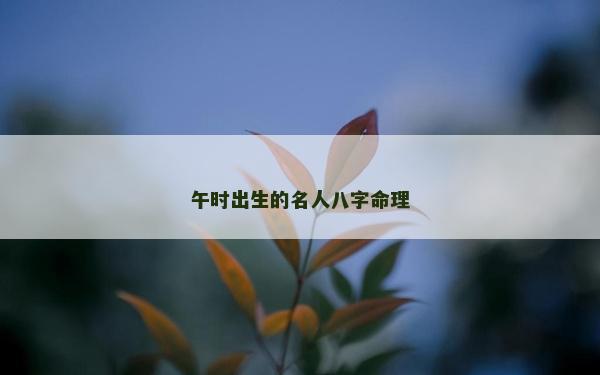 午时出生的名人八字命理