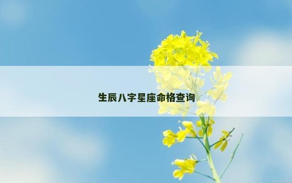 生辰八字星座命格查询