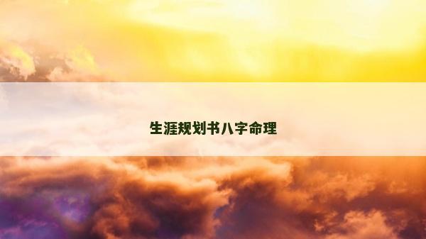 生涯规划书八字命理