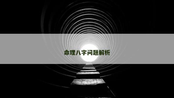 命理八字问题解析