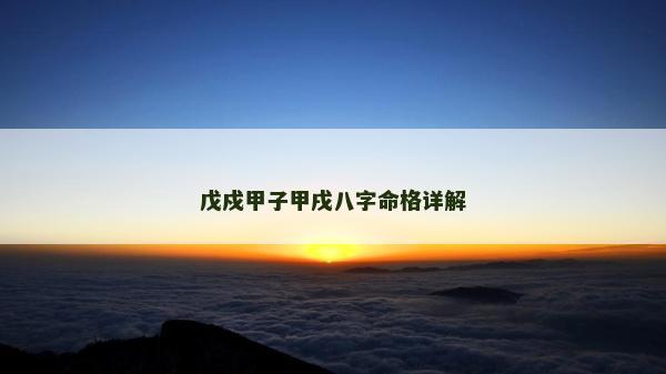 戊戍甲子甲戌八字命格详解