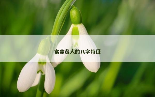 富命贫人的八字特征