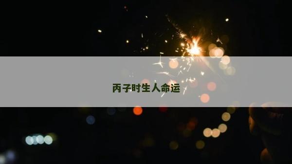丙子时生人命运