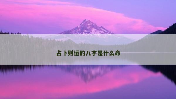 占卜财运的八字是什么命