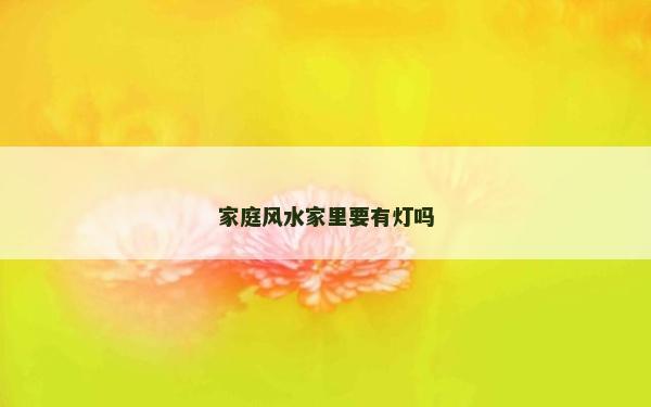 家庭风水家里要有灯吗
