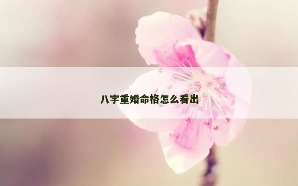 八字重婚命格怎么看出