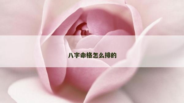 八字命格怎么排的