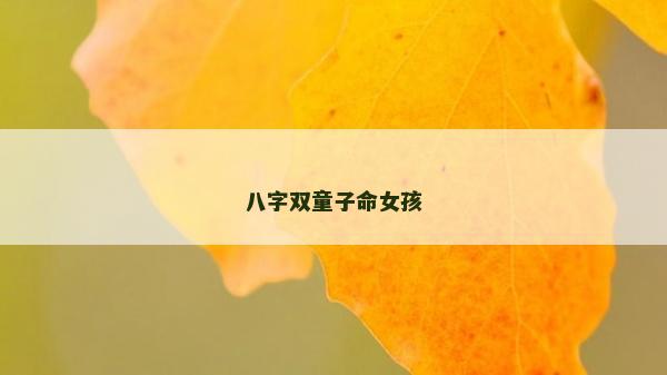 八字双童子命女孩