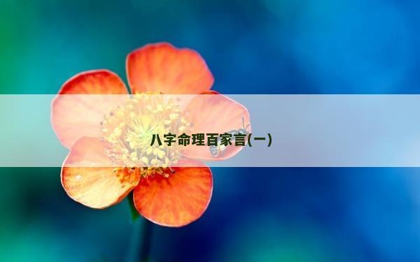 八字命理百家言(一)